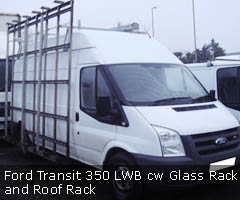 Ford Transit 350 LWB cw Glass Rack and Roof Rack